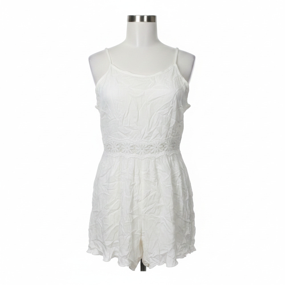 White Lace Trim Summer Romper